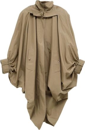 Chlo&eacute; Oversized Cape Coat met hoge hals - Dames - Ponchos - Groen - Xs/S - Katoen - Jassen