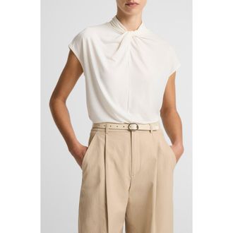 Vince Twist Neck Cap Sleeve Top in Bone at Nordstrom, Size X-Large