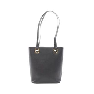Ferragamo Pre-owned Tote Bags, female, Black, Size: ONE SIZE Pre-owned Gancini Leather Tote Bag