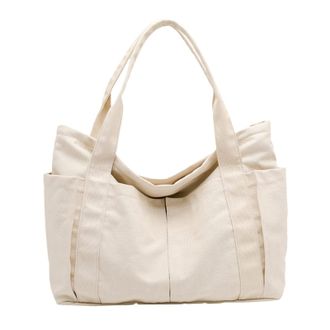 Generic Women Canvas Shoulder Bags Retro Casual Handbags Work Bag Purses Womens Envelope Clutch (White, One Size)