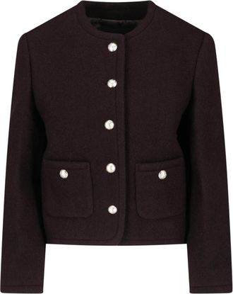 Dunst Brown Structured Round-Neck Wool Jacket
