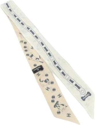 Chanel Pre-owned Scarves, female, Beige, Size: ONE SIZE Pre-owned Vintage Scarf
