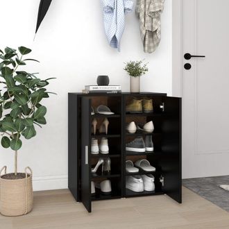 Berkfield Home Shoe Cabinets 2 pcs Black 32x35x70 cm Engineered Wood | Size: 32 x 35 x 70 cm