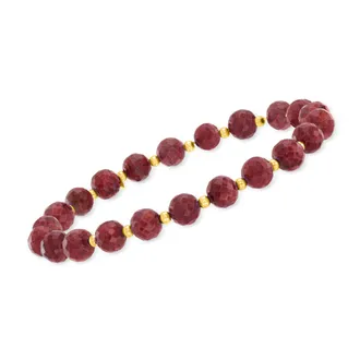 Canaria Canaria Ruby Bead Stretch Bracelet With 10kt Yellow Gold