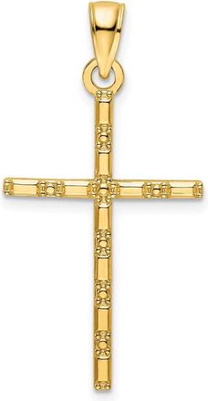 Diamond2Deal 14k Yellow Gold Polished Beaded Cross Pendant