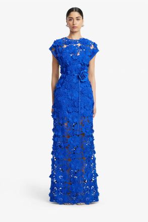 LEO LIN Alena Lace Maxi Dress In Lapis