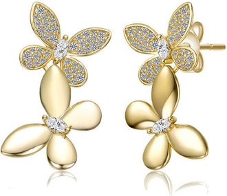 Rachel Glauber 14K Gold Plated with Cubic Zirconia Butterfly Earrings