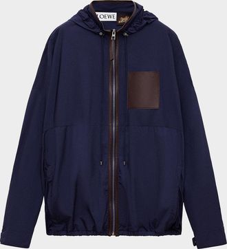 Loewe x Paula & apos;s Ibiza Men & apos;s Hooded Leather-Trim Anorak Jacket