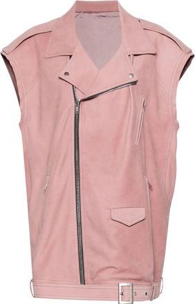 Rick Owens biker-style leather waistcoat - women - Calf Leather/Cotton - OS - Pink