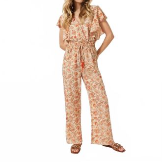 Esqualo Tinslee Touch Of Sun Jumpsuit In Orange Multi