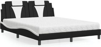 vidaXL Vidaxl - Cama Con Colch&oacute;n Cuero Sint&eacute;tico Negro Y Blanco 160x200 Cm