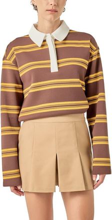 English Factory Stripe Polo Shirt in Brown/yellow at Nordstrom, Size X-Small