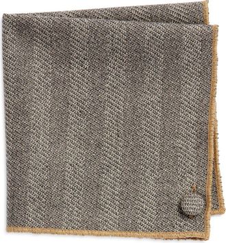 Clifton Wilson Herringbone Wool Pocket Square in Grey at Nordstrom