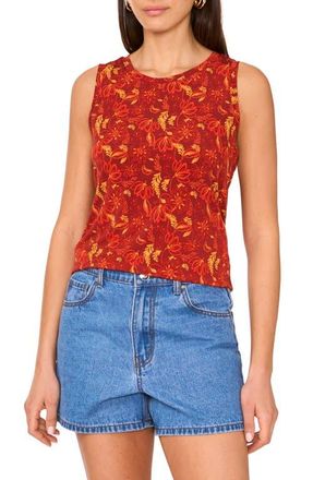 Vince Camuto Floral Tank in Chili at Nordstrom, Size Medium