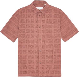 Les Deux Charlie Shirt - Heren - Korte mouwen Overhemden - Rood - S - Katoen - Overhemden