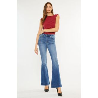 Kancan Roxanne High Rise Flare Jeans in Medium Wash at Nordstrom, Size 31