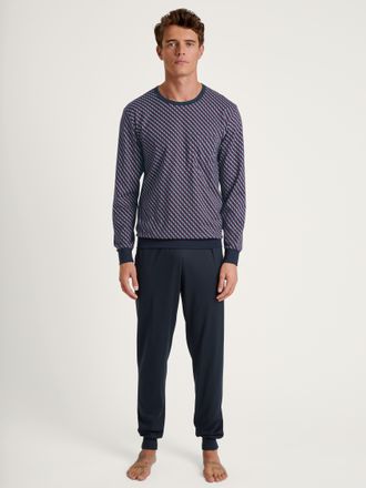 CALIDA Pyjama CALIDA Relax Imprint, Herren, Gr. XXL (58/60), rot (mars rot), Single Jersey, Obermaterial: 100% Baumwolle, gemustert, unifarben mit Farbeinsat