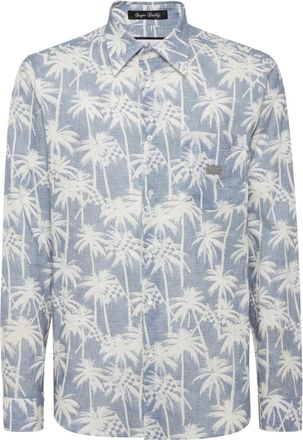 Philipp Plein Shirt Sugar Daddy Cut LS - Heren - Casual Overhemden - Blauw - M - Linnen - Overhemden