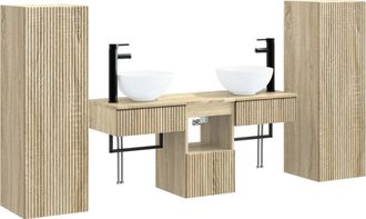 vidaXL Juego De Muebles De Ba&ntilde;o 5 Uds. Roble Sonoma 33 X 34,5 X 100 Cm Vidaxl