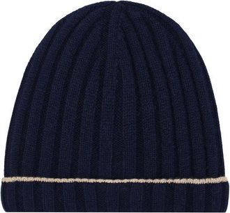 Brunello Cucinelli Mens Blue Cashmere Beanie Accessory