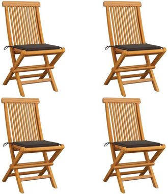 vidaXL Vidaxl - Sillas De Jard&iacute;n 4 Uds Con Cojines Gris Taupe Madera De Teca