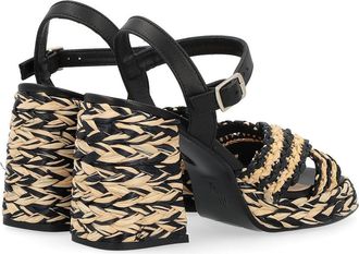 Castaner Womens Valeria Sandal Black Rafia Leather