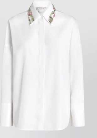 Genny shirt featuring jeweled collar long sleeves