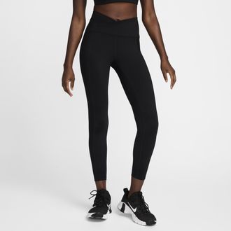 Nike Womens One Wrap High-Waisted 7/8 Leggings in Black | FV7857-010