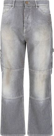 Cultura Relaxed Fit Denim Jeans with Vertical Pinstripe Pattern and Vintage Aesthetic