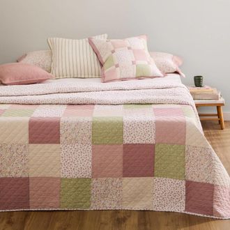Textura Colcha patchwork algod&oacute;n reversible color rosa. 100% Algod&oacute;n