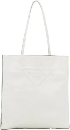 Prada White Leather Tote Bag (Pre-Owned)