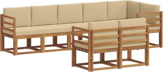 vidaXL Conjunto De Sof&aacute;s De Exterior 8 Uds. Natural Y Beige Vidaxl