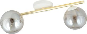 Wonderlamp Regleta de techo con estructura dorada y blanca + 2 esferas espejo