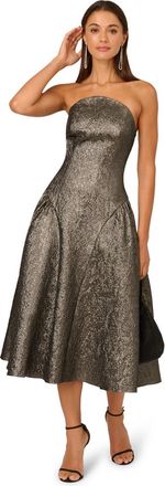 Adrianna Papell Womens Strapless Metallic Ankle Dress - Size 10 UK