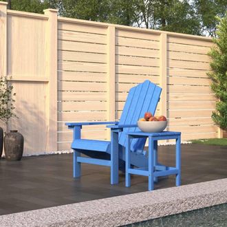 vidaXL Patio Adirondack Chair with Table HDPE Aqua Blue