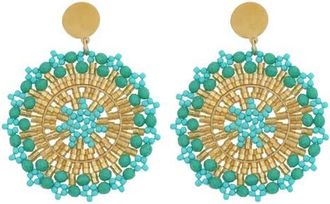Panacea Beaded Circled Drop Earrings in Turquoise at Nordstrom