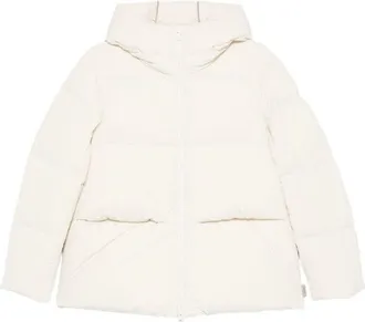 Woolrich Tailored Beige Puffer Jacket With High Collar