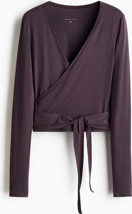 H&M Sportshirt im Wickelschnitt aus Modal - Pflaumenlila