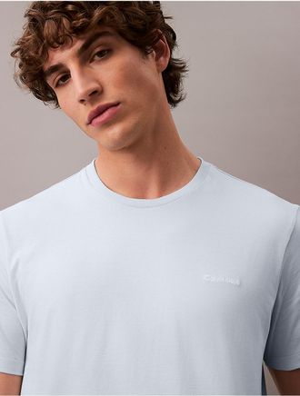 Calvin Klein Mens Liquid Touch Crewneck T-Shirt - Blue - XS