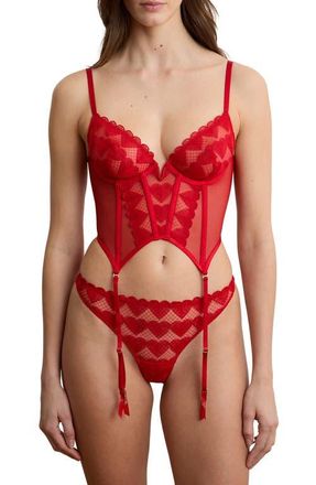 Etam Desir Heart Embroidered Bustier at Nordstrom, Size 34B
