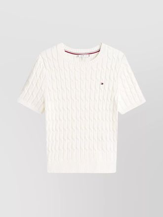 Tommy Hilfiger short sleeve cable knit crew top