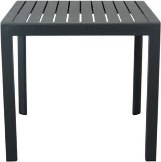 No Brand Tavolo quadrato 80x80 cm in alluminio con piano a doghe e piedi regolabili Alley - Nero