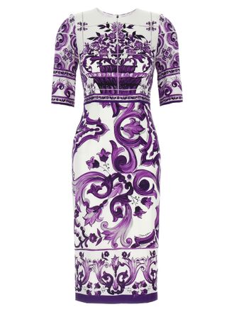 Dolce & Gabbana Purple Silk Midi Womens Dress
