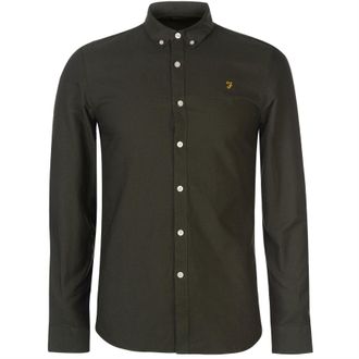 Farah Vintage Oxford-overhemd met lange mouwen en knoopsluiting voor heren (Donkergroen)