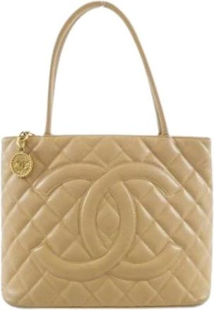 Chanel Pre-owned Vintage Tote Bag - Dames - Vintage Shopper - Beige - ONE Size - Vintage