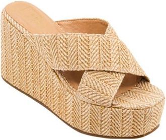 Shushop Ludovica Platform Wedge Slide Sandal in Natural Woven at Nordstrom, Size 8.5