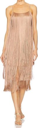L'agence Taylen Fringe Midi Dress In Chantarelle