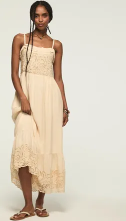 Lucky Brand Womens Cutwork Midi Dress