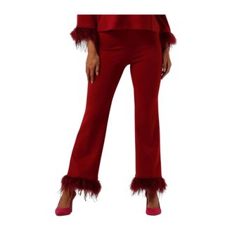 Ana Alcazar Broeken, Dames, Rood, L, Rode Elegante Broek met Veren