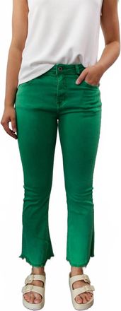 Q2 Lakelynn Raw Hem Jeans In Dark Green